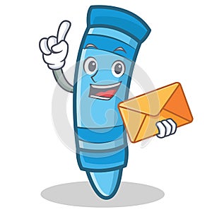 With envelope crayon character cartoon style