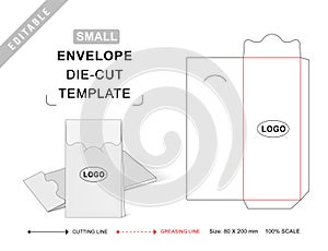 Envelope die cut template, curved shape envelope, 3d box, keyline