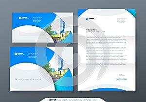 Envelope DL, C5, Letterhead. Corporate business stationery template for envelope and letter. photo