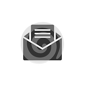 Envelope email icon. Black opened message silhouette. Letter vector illustration