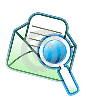 Envelope email and magnifying glass