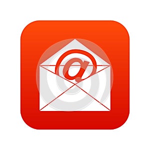 Envelope with email sign icon digital red