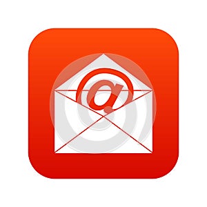 Envelope with email sign icon digital red