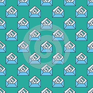 Envelope with Euro Banknote vector EU Bribe colored seamless pattern