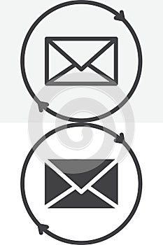 Envelope exchange line and solid vector icon set