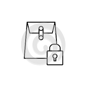 Envelope files block locked icon. Element of confidential line icon