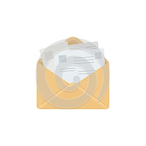 Envelope filled with documents in minimal vector art style illustration