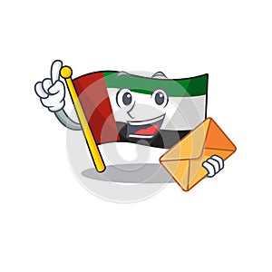 With envelope flag united arab emirates isolated cartoon