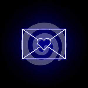 envelope friendship outline blue neon icon. Elements of friendship line icon. Signs, symbols and vectors can be used for web, logo
