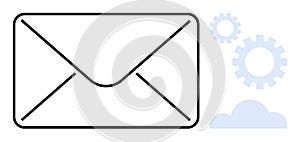 Envelope with Gear and Cloud Elements Representing Communication and Technology Integration