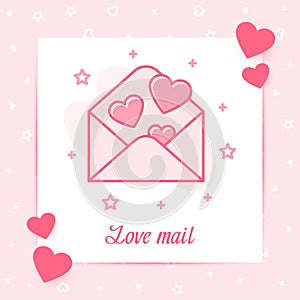 Envelope hearts valentine card love mail text icon