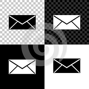 Envelope icon isolated on black, white and transparent background. Email message letter symbol