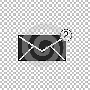 Envelope icon isolated on transparent background. Received message concept. New, email incoming message, sms. Mail