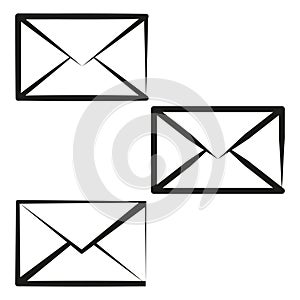 Envelope icon set. Simple mail symbols. Contact email sign. Vector illustration. EPS 10.