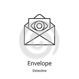 envelope icon vector from detective collection. Thin line envelope outline icon vector illustration. Linear symbol for use on web