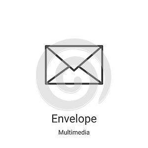 envelope icon vector from multimedia collection. Thin line envelope outline icon vector illustration. Linear symbol for use on web