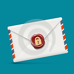 Envelope icon with wax seal and lock