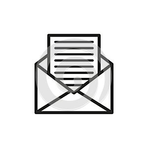 envelope with letter icon. Email icon. Communication, internet concept. Vector illustration. stock image.