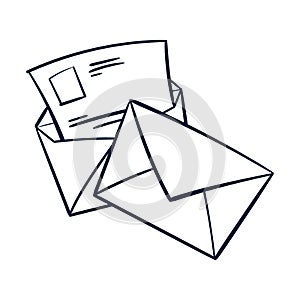 Envelope and letter icon. Mail Scribble Line. Hand Drawn Offce Mail Scribble Doodle