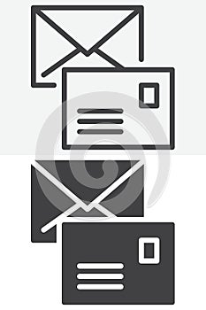 Envelope letter line and solid vector icon set