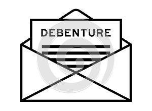 Envelope and letter sign with word debenture as headline photo