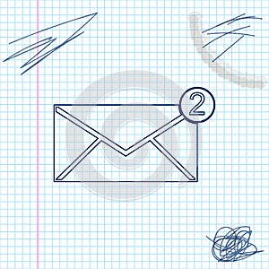 Envelope line sketch icon isolated on white background. Received message concept. New, email incoming message, sms. Mail