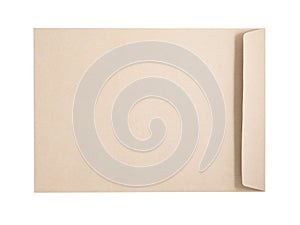 Envelope made form recycle paper isolated on a white background.