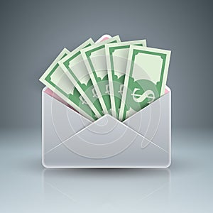 Envelope, mail, email, bribe, money, dollar icon.