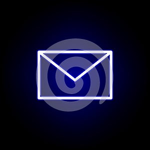 Envelope, mail icon in neon style. Can be used for web, logo, mobile app, UI, UX