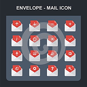Envelope and mail icon set