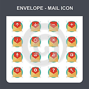 Envelope and mail icon set