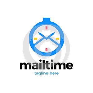 Envelope mail inside time clock isolated icon. Vector illustration design