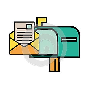 Envelope mail with mailbox postal service