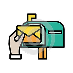 Envelope mail with mailbox postal service