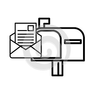 Envelope mail with mailbox postal service