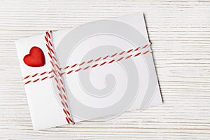Envelope Mail Red Heart, Ribbon. Valentine Day, Love, Wedding Concept