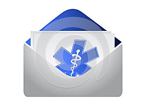 Envelope with medical symbol illustration