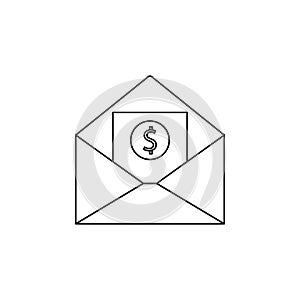 envelope with money icon. Element of banking icon for mobile concept and web apps. Thin line icon for website design and developm