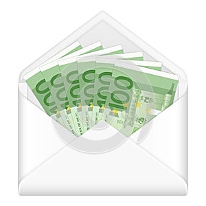 Envelope and one hundred euro banknotes