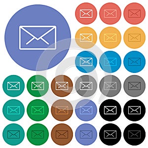Envelope outline round flat multi colored icons