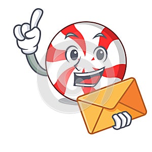 With envelope peppermint candy character cartoon
