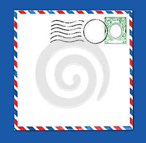 Envelope With Postal Stamp and Stripes