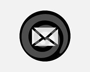 Envelope Round Icon Mail Email Letter Message Circle Circular Button App Post Postal Newsletter Black Shape Vector Sign Symbol