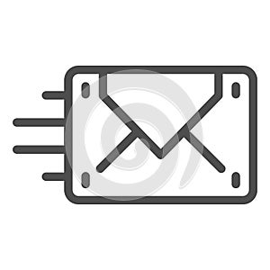 Envelope sending line icon. Mail vector illustration isolated on white. Letter outline style design, designed for web