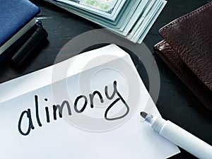 Envelope with sign alimony and money photo