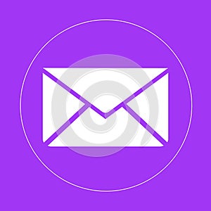 Envelope sign icon in trendy flat style isolated on purple background. For your web site design, logo, app, UI. Vector