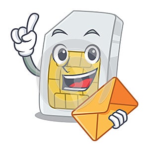 With envelope simcard in the a character shape