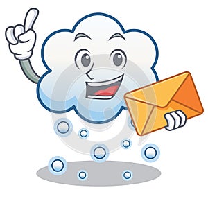 With envelope snow cloud character cartoon