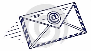 Envelope with at symbol, email communication and digital message vector design Generative AI