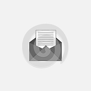 Envelope symbol icon for web in trendy style isolated on grey background
